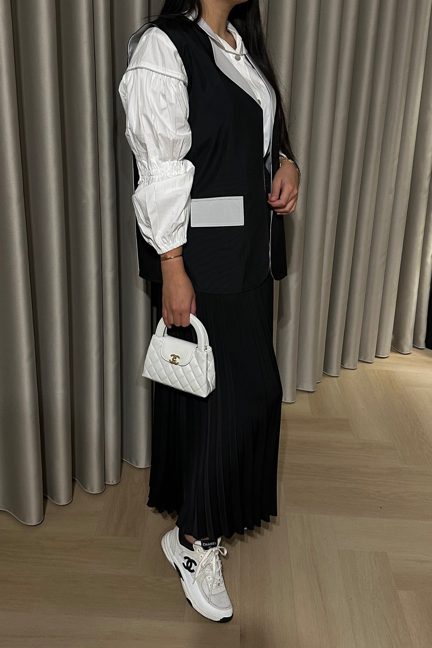 Gilet Blouse Set Black