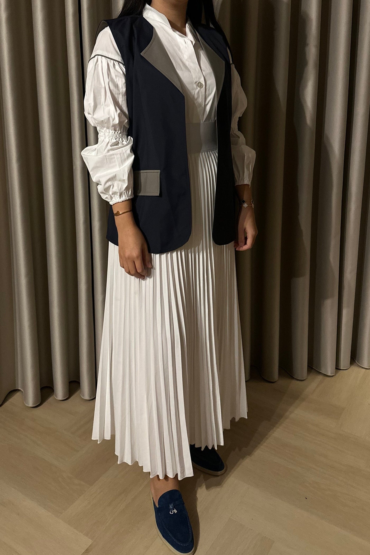 Gilet Blouse Set Navy