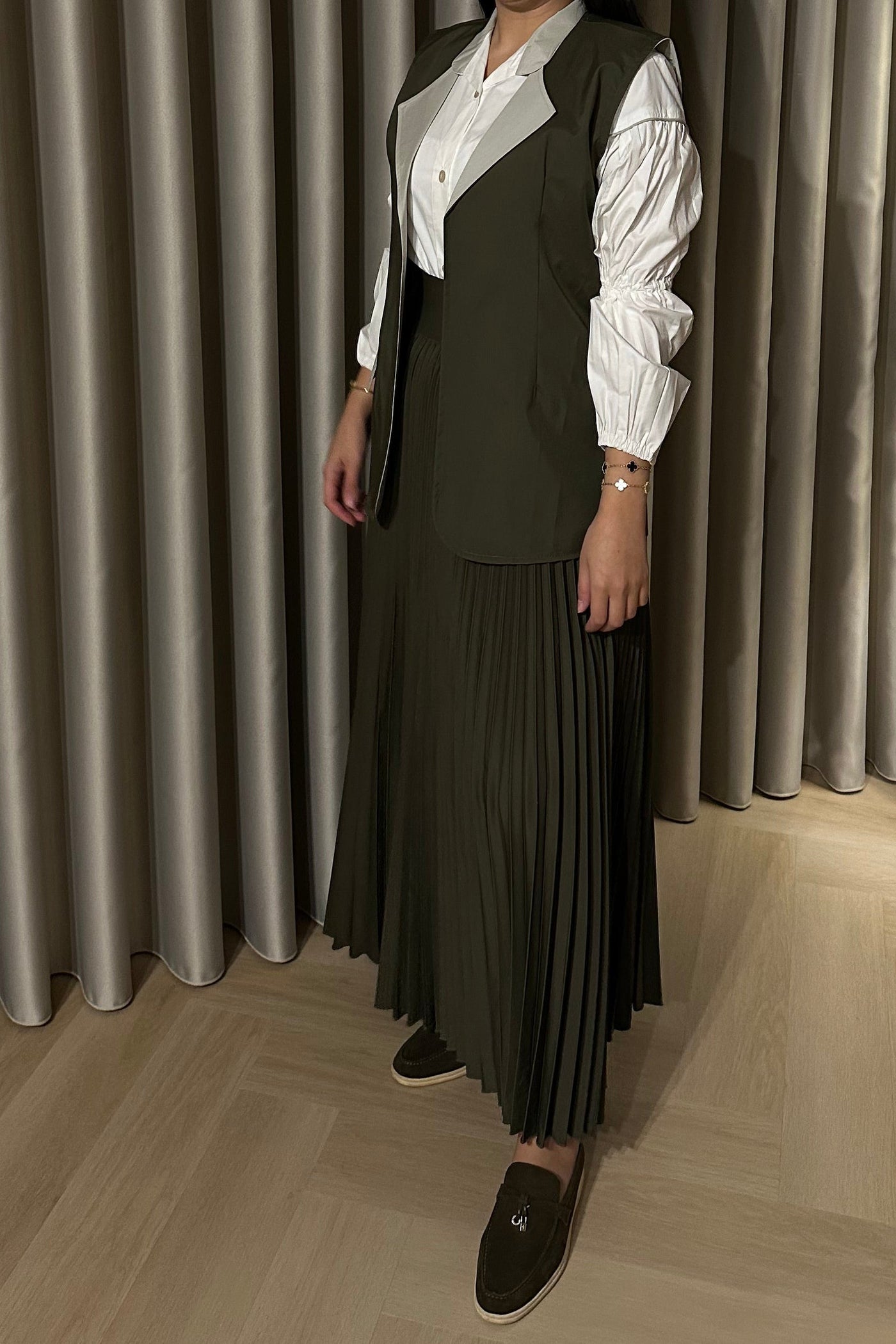 Gilet Blouse Set Army Green