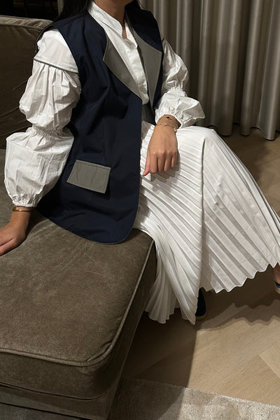 Gilet Blouse Set Navy