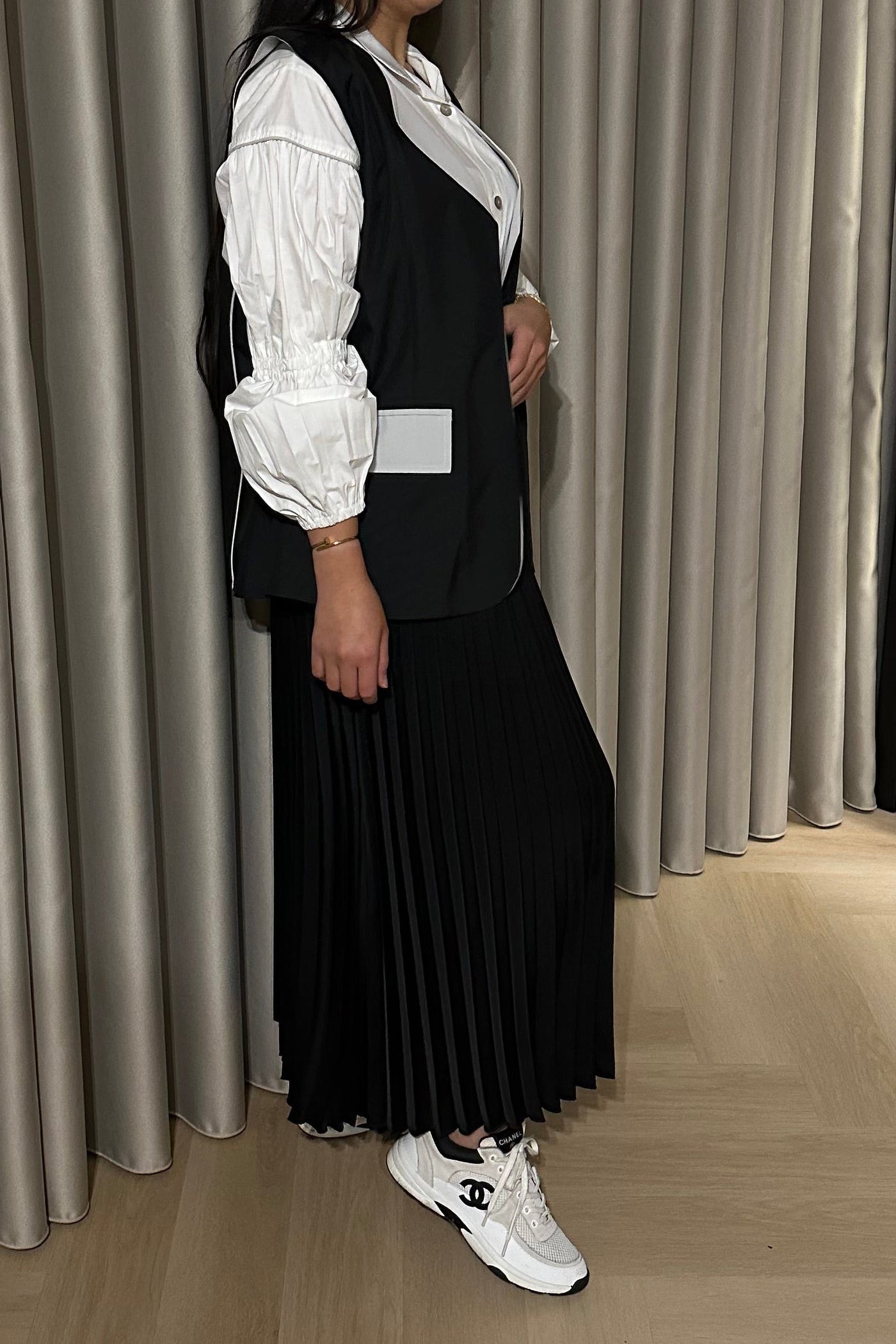 Gilet Blouse Set Black