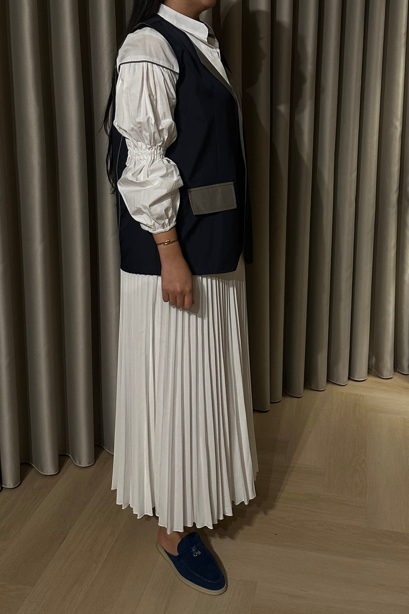 Gilet Blouse Set Navy