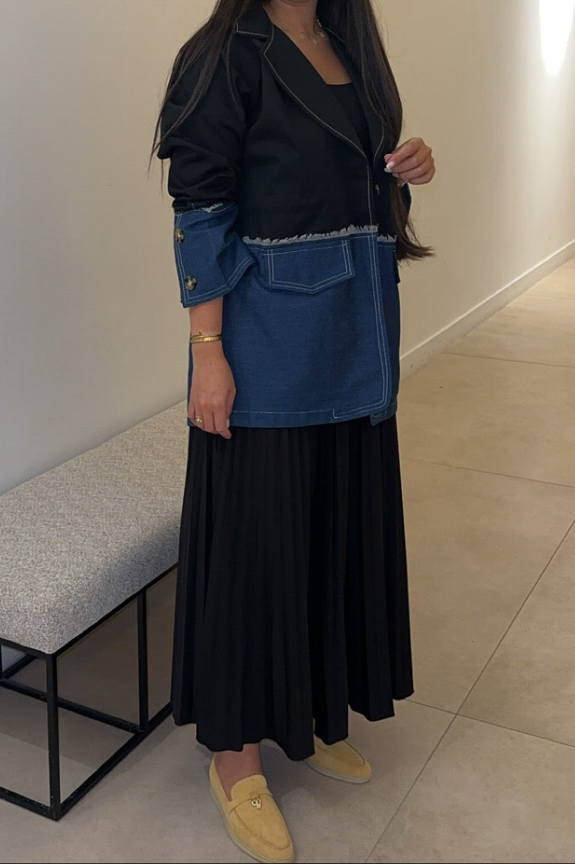 Two Tone Denim-Black Blazer