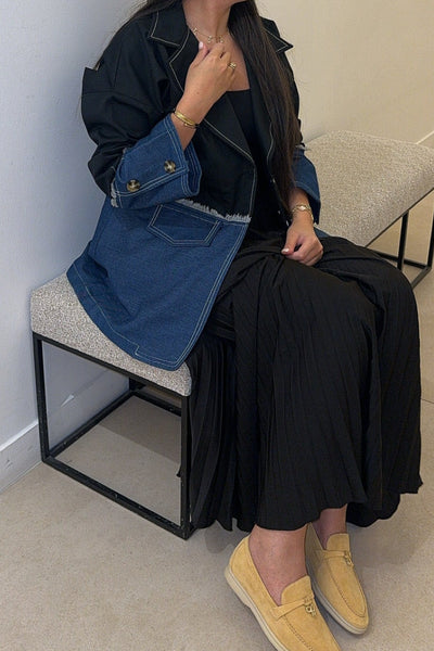 Two Tone Denim-Black Blazer