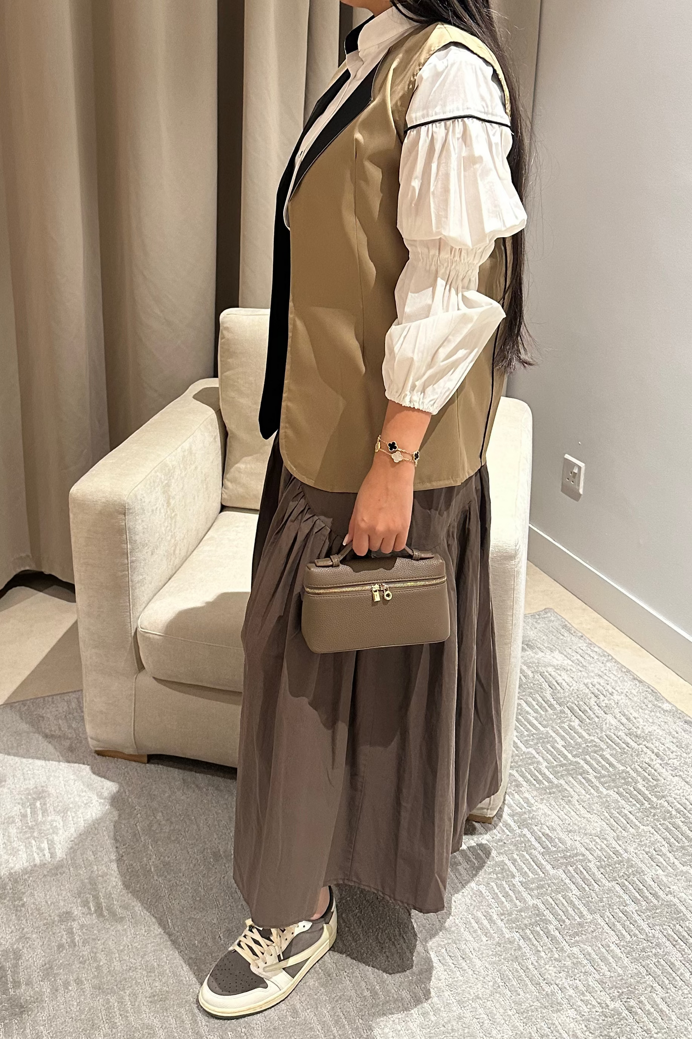 Gilet Blouse Set Camel